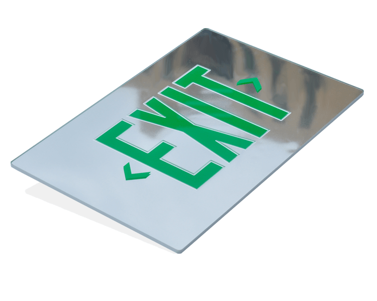 Spegel nödutgångsskyltpanel