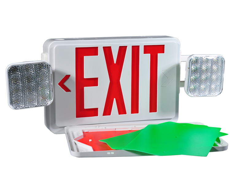 JLEC2BCW-BI-färg LED Combo Emergency Exit Sign med LED-huvuden