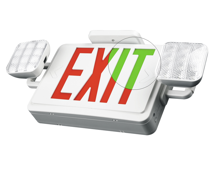 JLEC2BCW-BI-färg LED Combo Emergency Exit Sign med LED-huvuden
