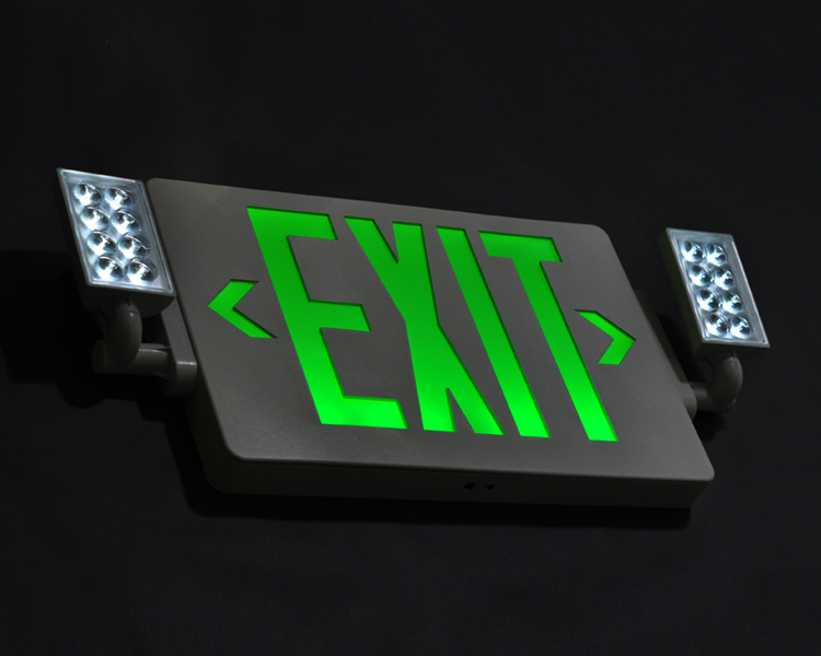JLECD2GW-Green Emergency Fire Exit Lights med LED-huvuden