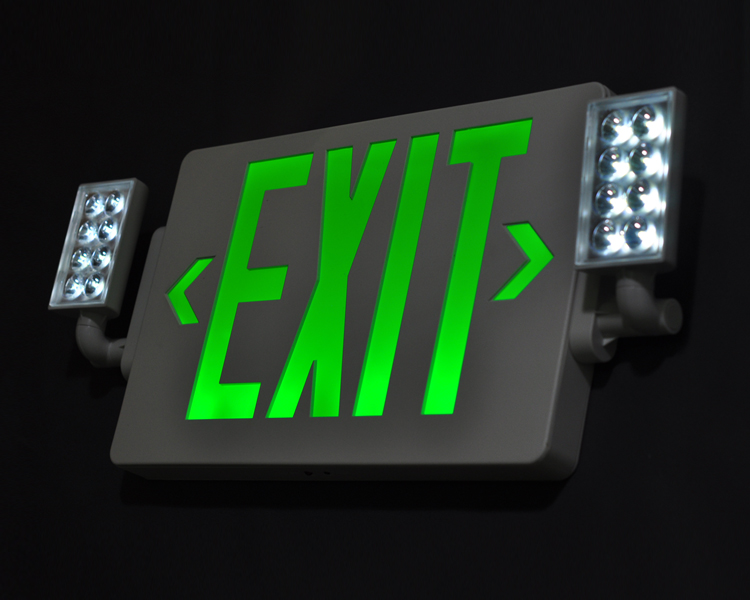 JLECD2GW-Green Emergency Fire Exit Lights med LED-huvuden