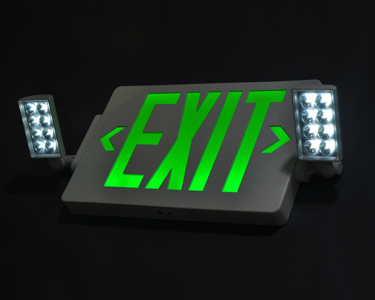JLECD2GW-Green Emergency Fire Exit Lights med LED-huvuden