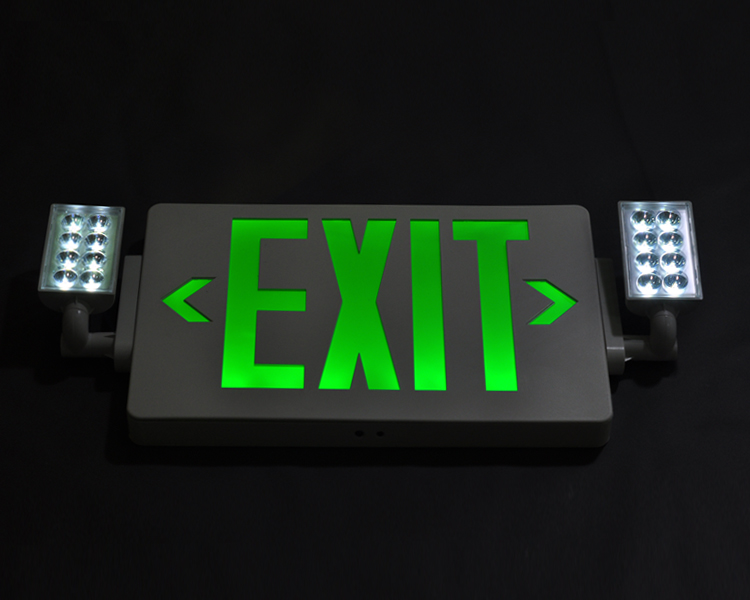 JLECD2GW-Green Emergency Fire Exit Lights med LED-huvuden