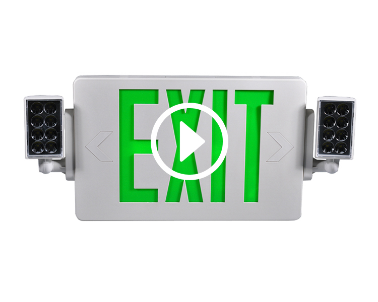 JLECD2GW-Green Emergency Fire Exit Lights med LED-huvuden